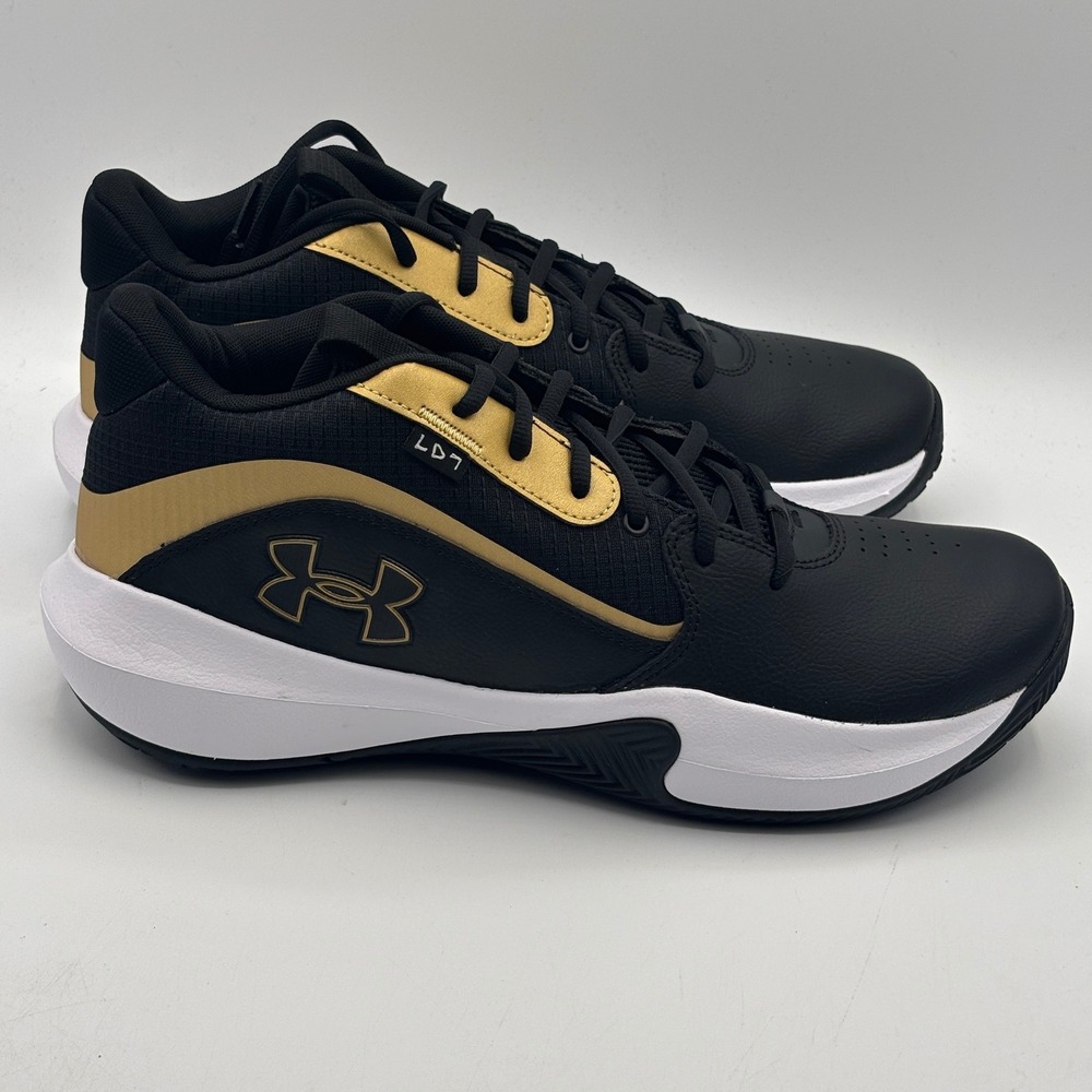Under Armour Lockdown 7 Shoes Mens Size 13 Black Gold Basketball 3028512-001